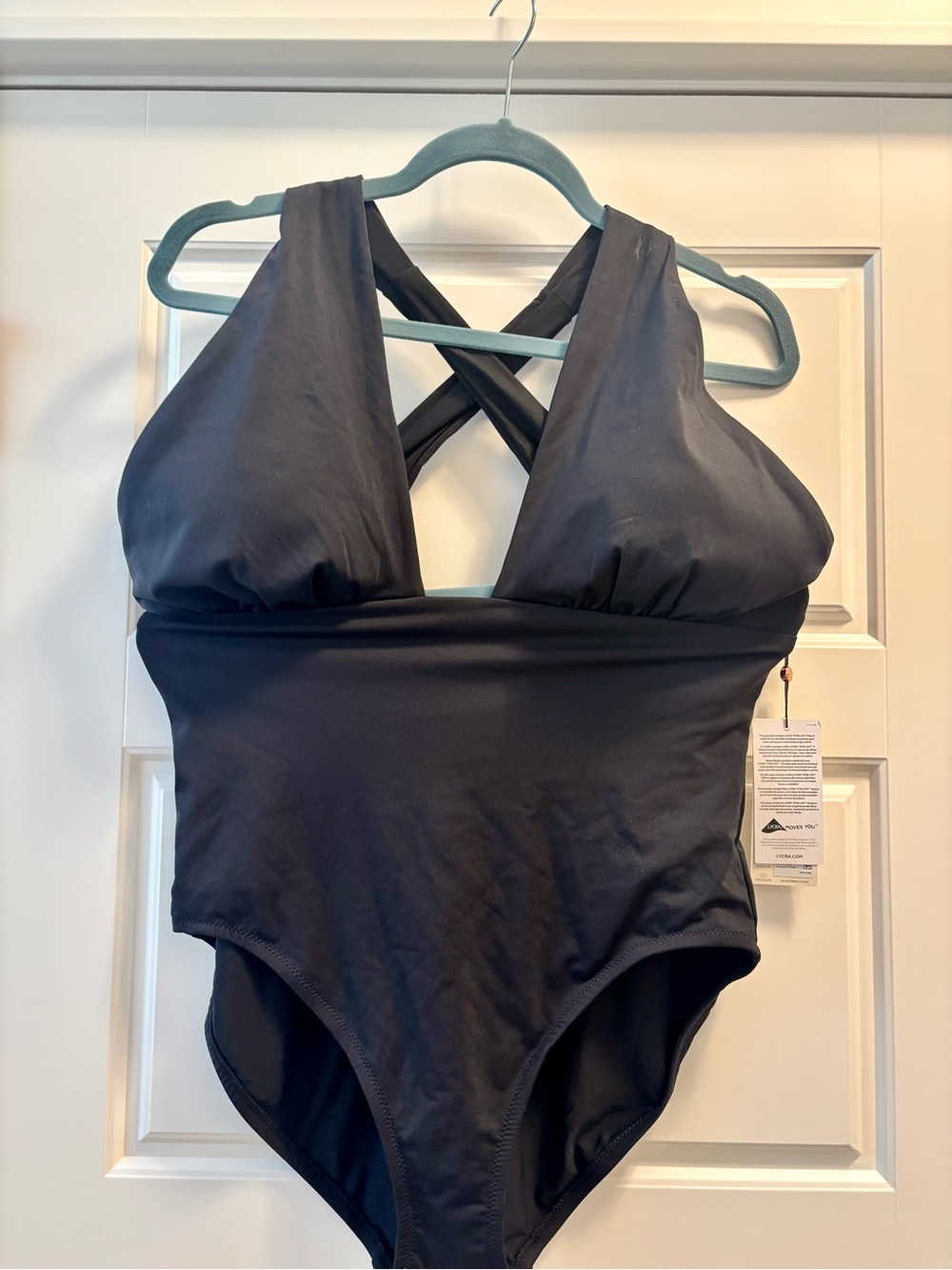 CALIA by Carrie Underwood Black One-Piece Swimsuit with Cross Back